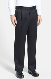 Louis Raphael Men's Pleated Gabardine Solid Dress Pant,Tan,36X32