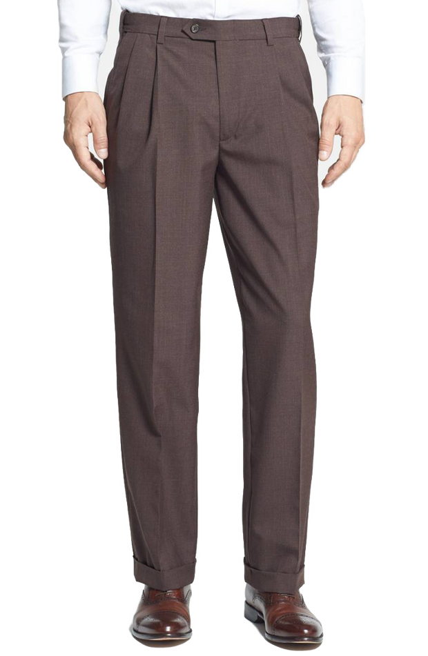 George Regular Men's Pleated Cuffed Microfiber Dress Pants with Adjustable  Waistband 