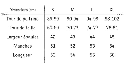 Guide des tailles gilet boheme grosses mailles