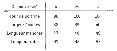 Guide des tailles robe boheme courte rétro