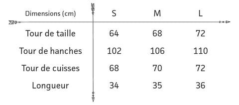 Guide des tailles short boheme fluide brode