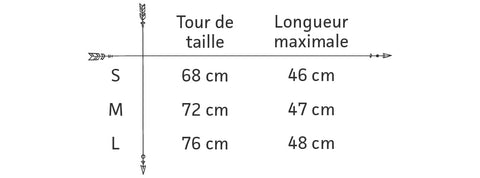 guide des tailles jupe boheme courte