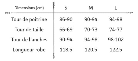 guide des tailles longue robe boheme imprime botanique