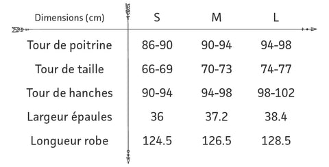 guide des tailles robe boheme jaune a pois