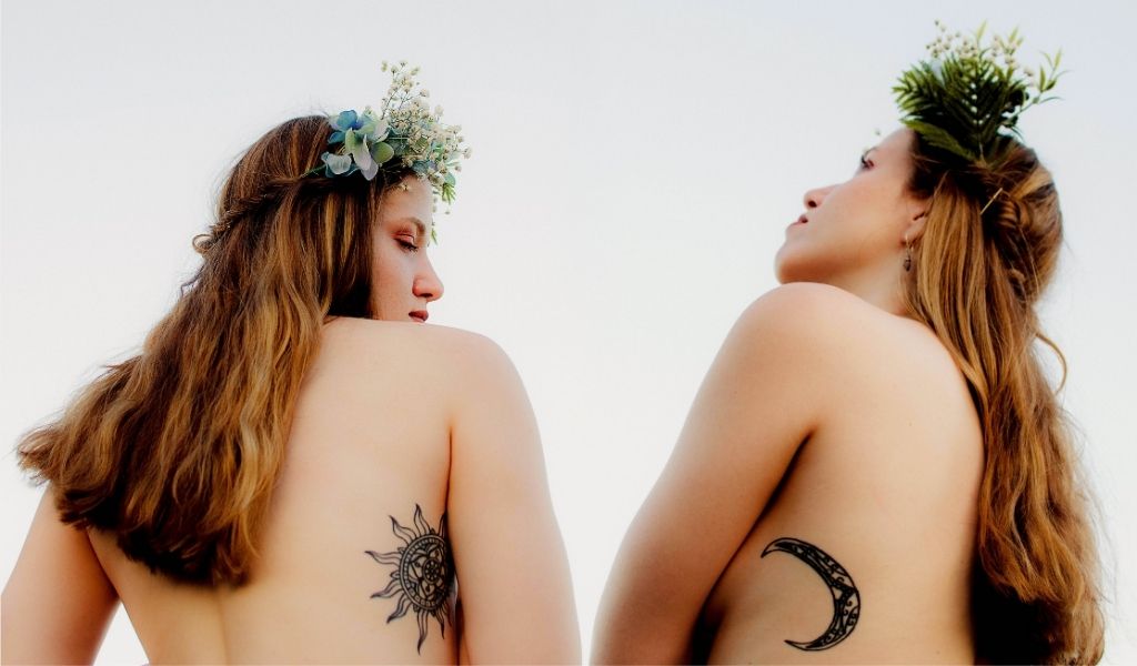 tatouage boheme lune et soleil