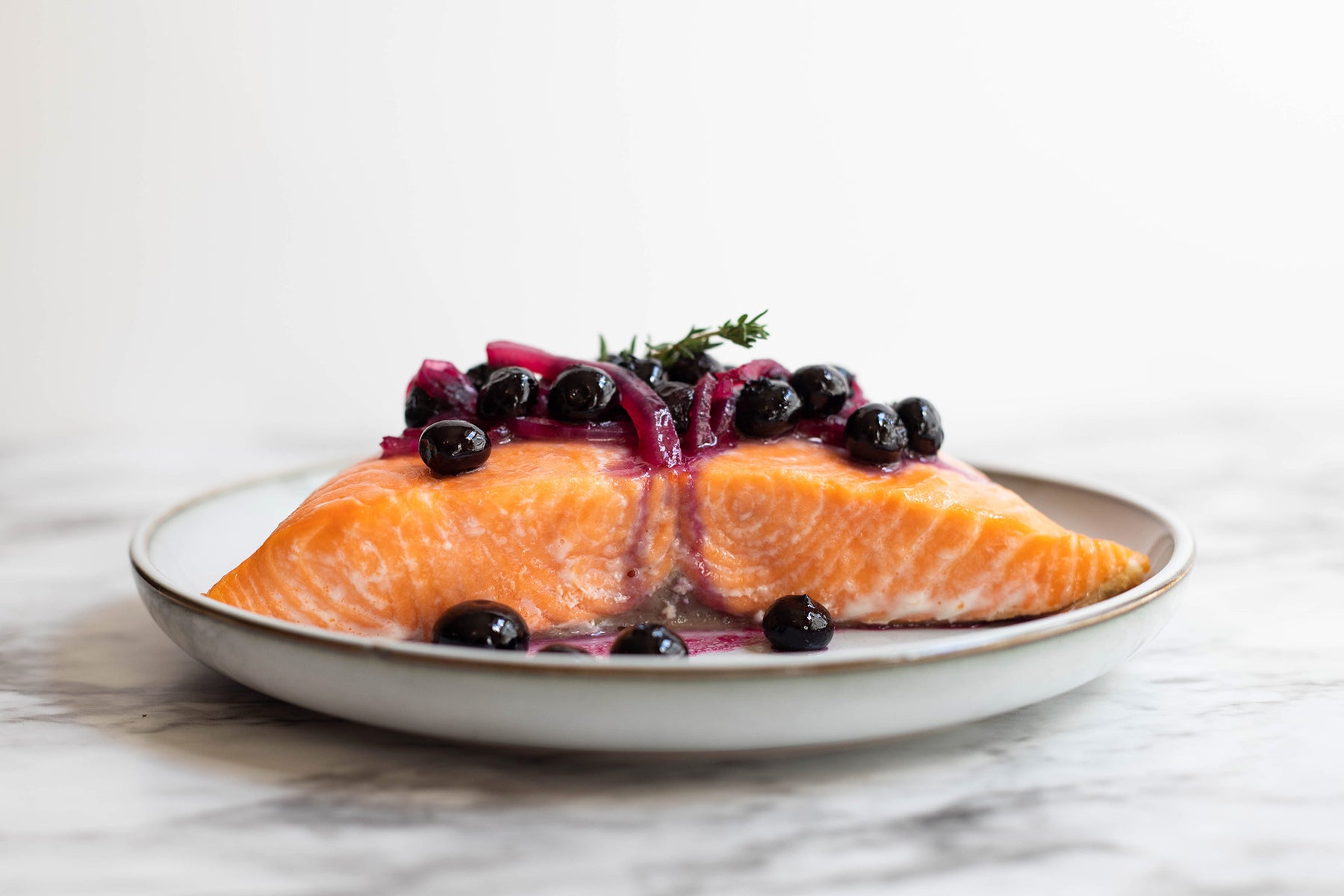 King Salmon with Agrodolce Blueberries
