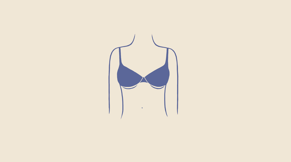 Bra wire is sitting on breasts.