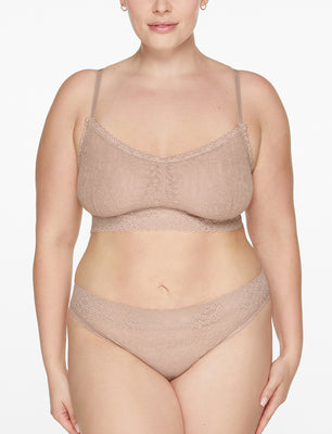 HOPE - Women's Triangle Bra - Microfiber with Lace Detail, Wireless Bra  with Removable Padding, Sexy Lingerie for Women - 32B Beige at   Women's Clothing store