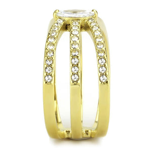 TK3705 - IP Gold(Ion Plating) Stainless Steel Ring with AAA Grade CZ  in Clear