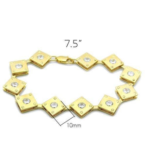 LO2017 - Matte Gold & Gold Brass Bracelet with AAA Grade CZ  in Clear