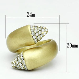 LO2466 - Gold & Brush Brass Ring with Top Grade Crystal  in Clear