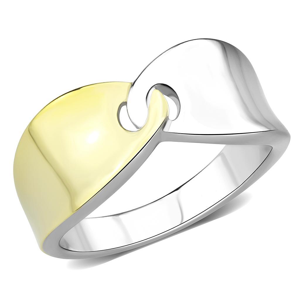 TK3630 - Two-Tone IP Gold (Ion Plating) Stainless Steel Ring with No Stone