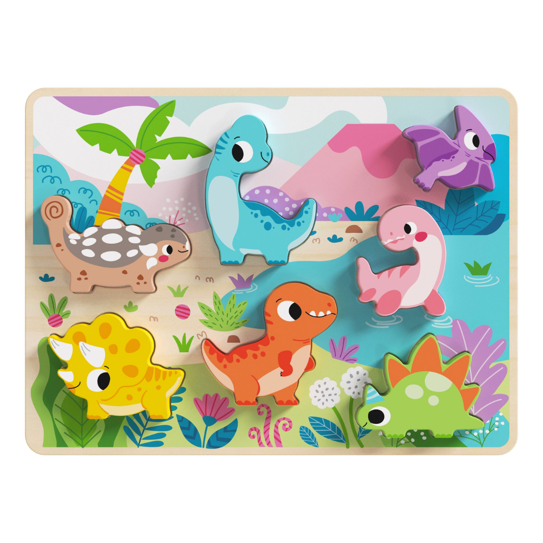 Image of Tooky Toy Wooden Chunky Puzzle Dinosaurs