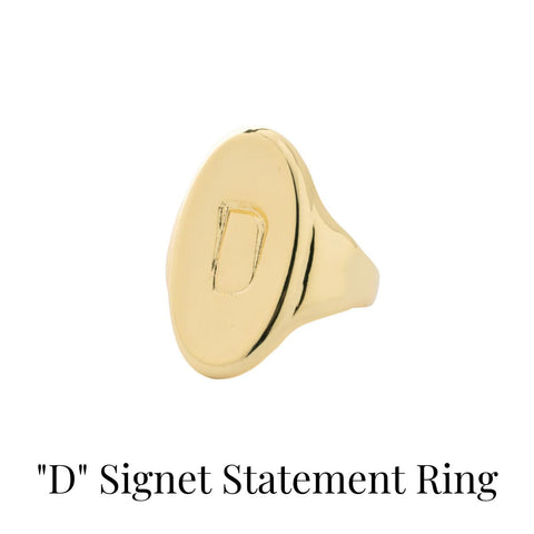 "D" Signet Statement Ring