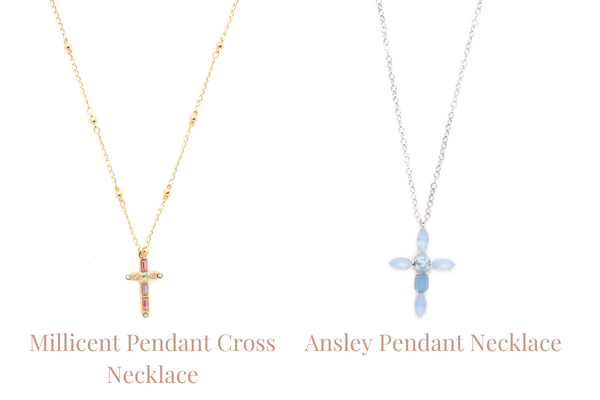 Millicent Pendant Cross Necklace, Ansley Pendant Necklace