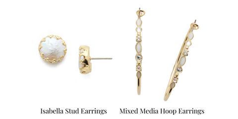 Isabella Stud Earring, Mixed Media Hoop Earring