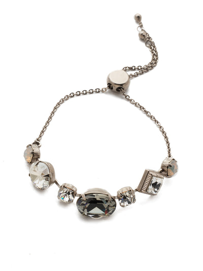Primavera Slider Bracelet - BEA29ASSTC - A variety of unique, beautiful crystals adorn our charming Primavera classic bracelet, with a delicate chain that can be adjusted to fit every wrist perfectly. From Sorrelli's Storm Clouds collection in our Antique Silver-tone finish.