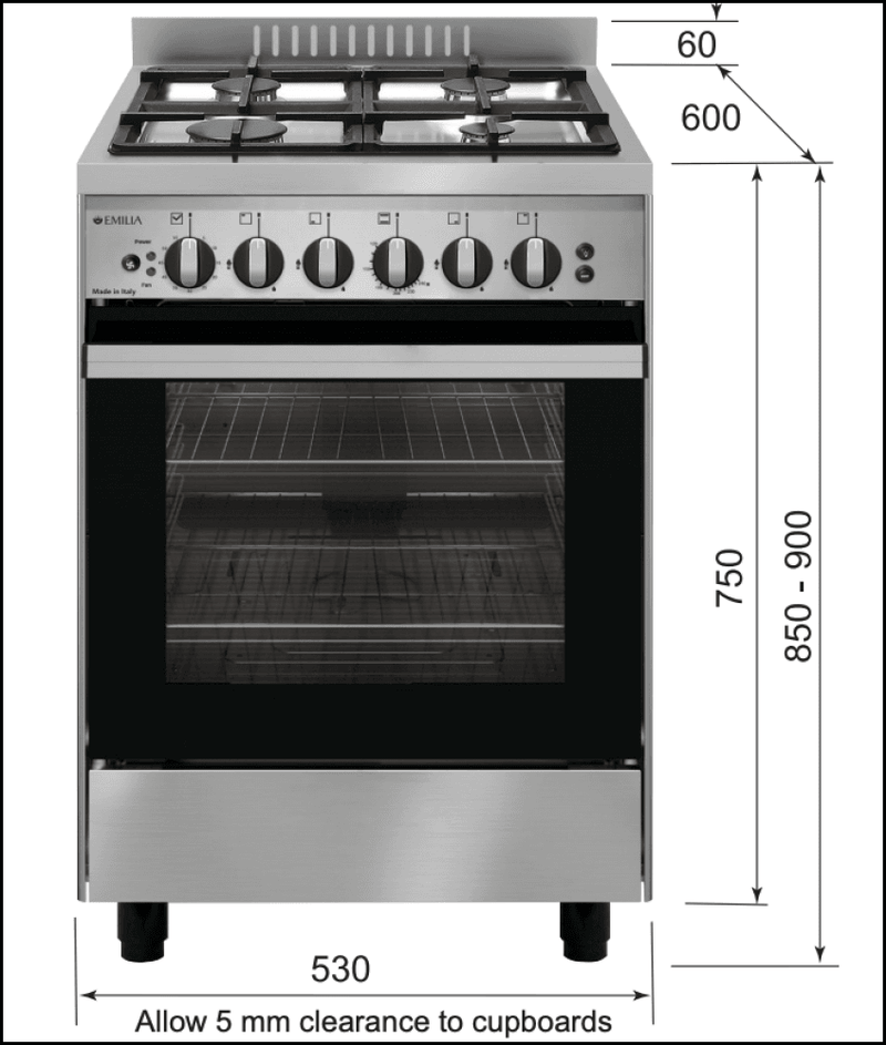 gas cookers 53cm wide