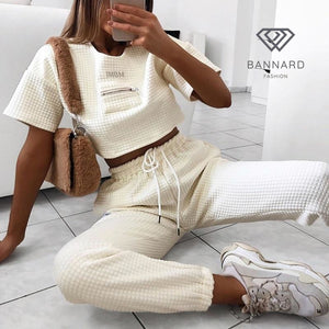 High Waist Solid Beige Loose Thick Winter Jogger Trousers - Bannard Fashion