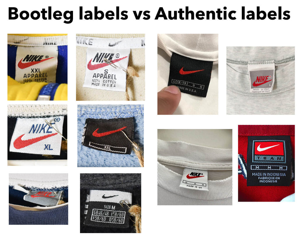 fake vs authentic vintage nike labels