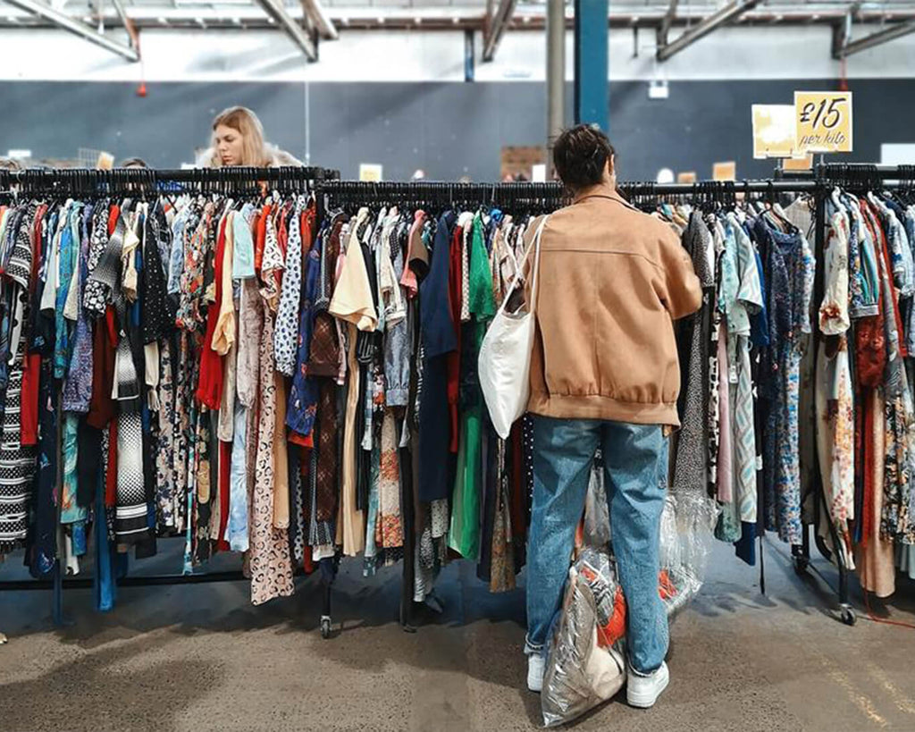 Woman going through clothing