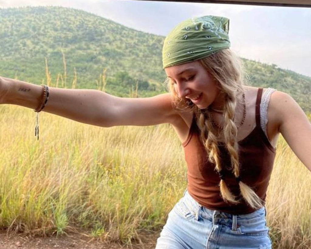 bandana outfit at a festival