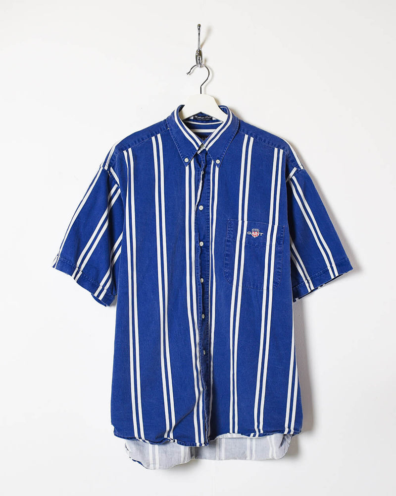 Literaire kunsten Onbelangrijk Mevrouw Vintage 90s Cotton Striped Blue Gant Short Sleeve Shirt - XX-Large– Domno  Vintage
