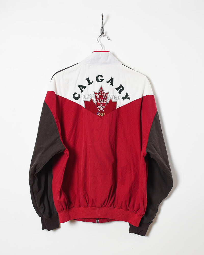 calificación rodar gramática Vintage 80s Cotton Mix Colour-Block Red Adidas Calgary 1988 Olympic Winter  Games Windbreaker Jacket - Large– Domno Vintage