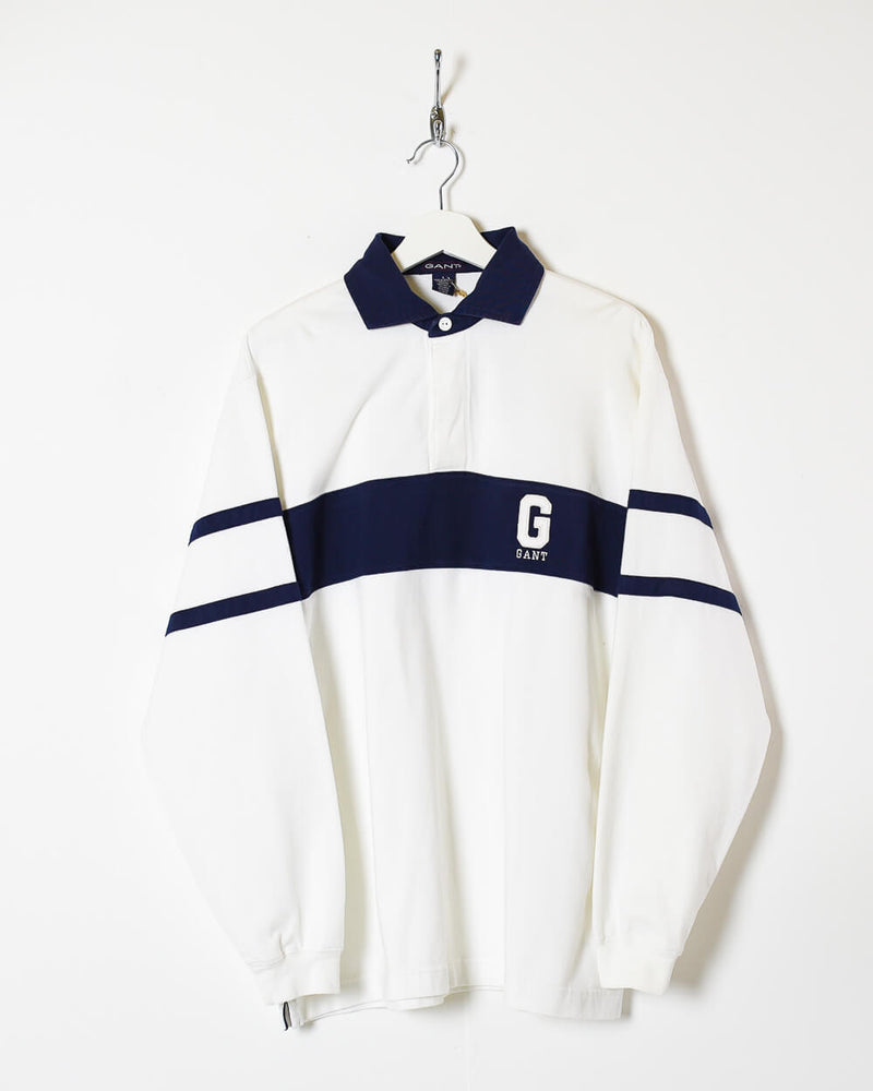 bezig Helemaal droog Plotselinge afdaling Vintage 90s Cotton Colour-Block White Gant Rugby Shirt - Large– Domno  Vintage