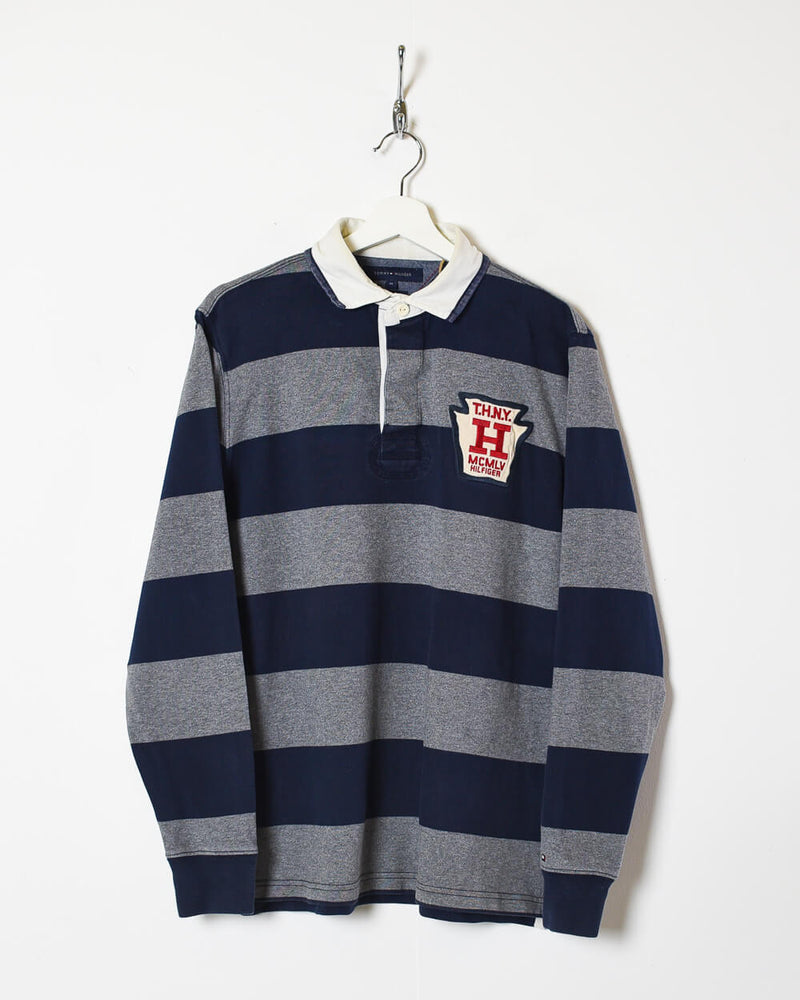 00s Cotton Colour-Block Navy Tommy Hilfiger Rugby Shirt - Medium– Domno Vintage