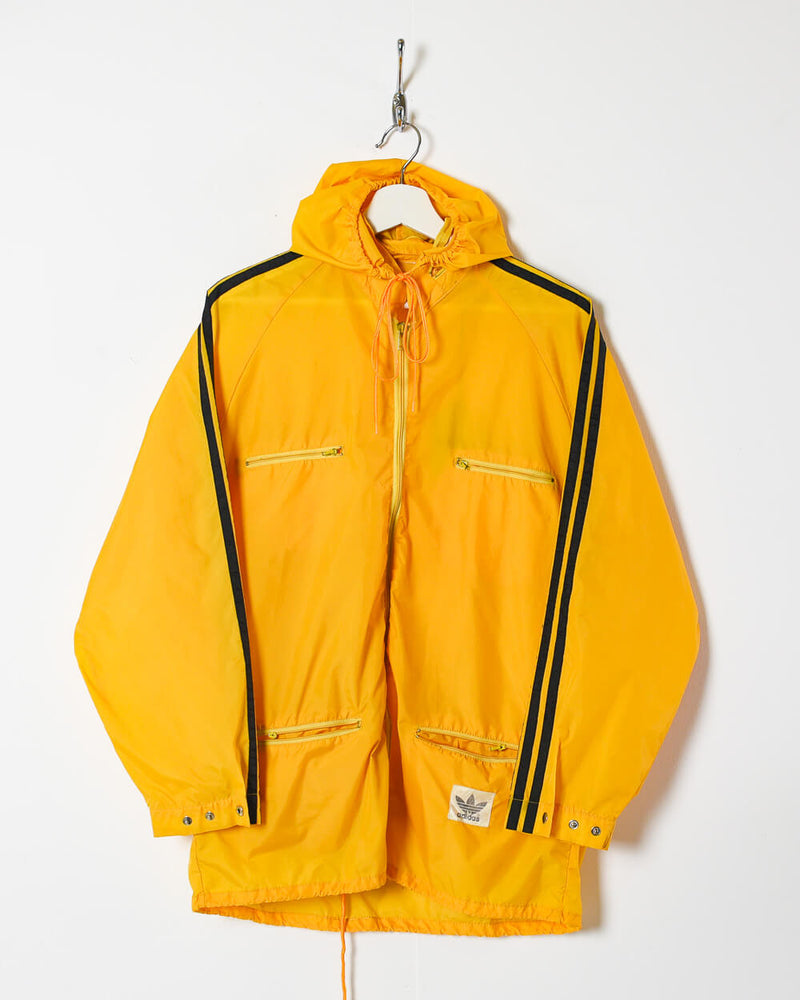 Vintage 90s Plain Yellow Adidas Hooded Windbreaker Jacket Small– Domno Vintage