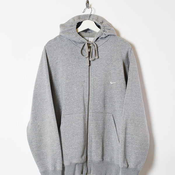 Vintage 00s Cotton Plain Stone Nike Zip-Through Hoodie - Large