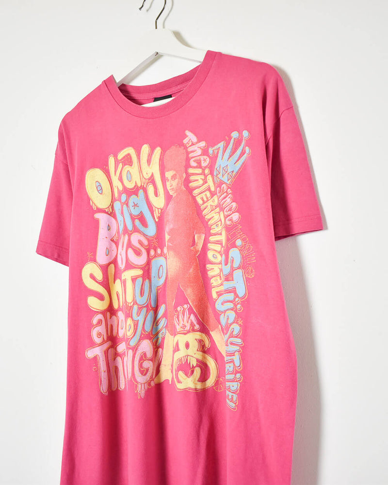 Vintage 90s Cotton Pink Stussy Okay Big Boys Shut up T-Shirt