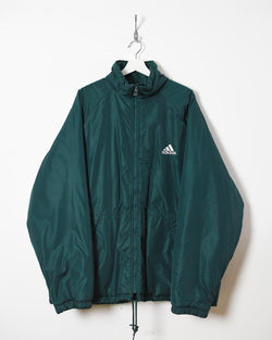 Vintage 90s Nylon Plain Green Adidas Winter Coat - X-Large– Domno
