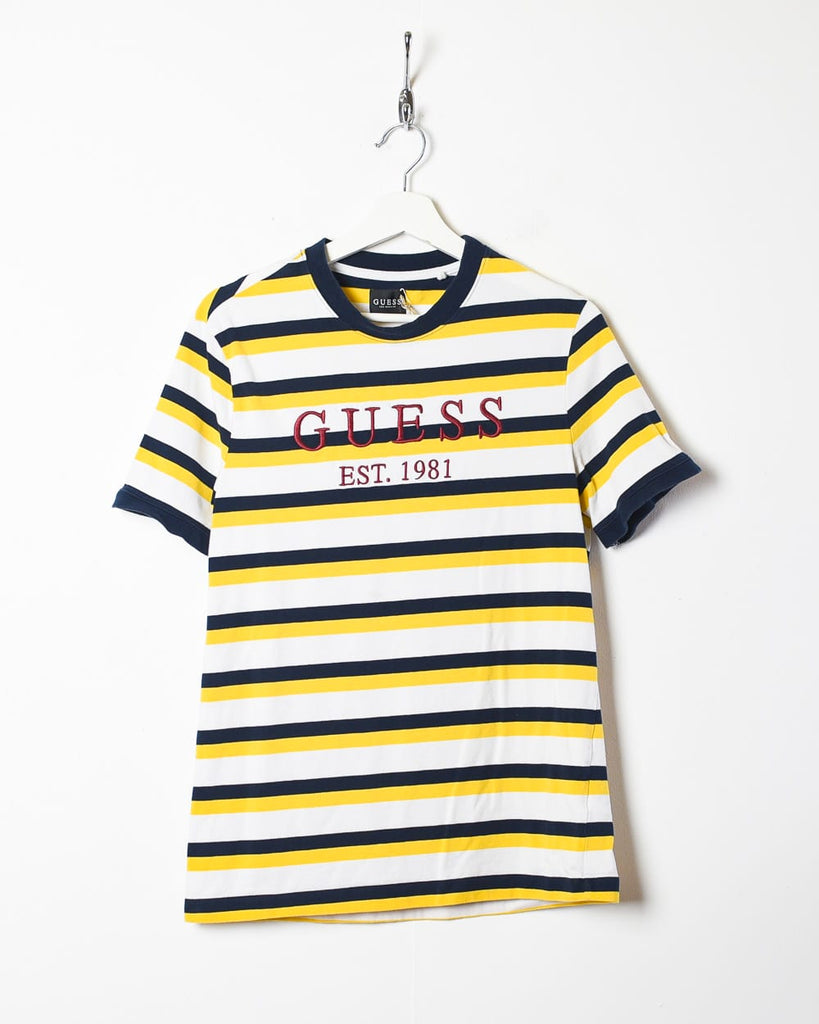 Vintage White Guess Striped T-Shirt - Small Cotton– Domno Vintage