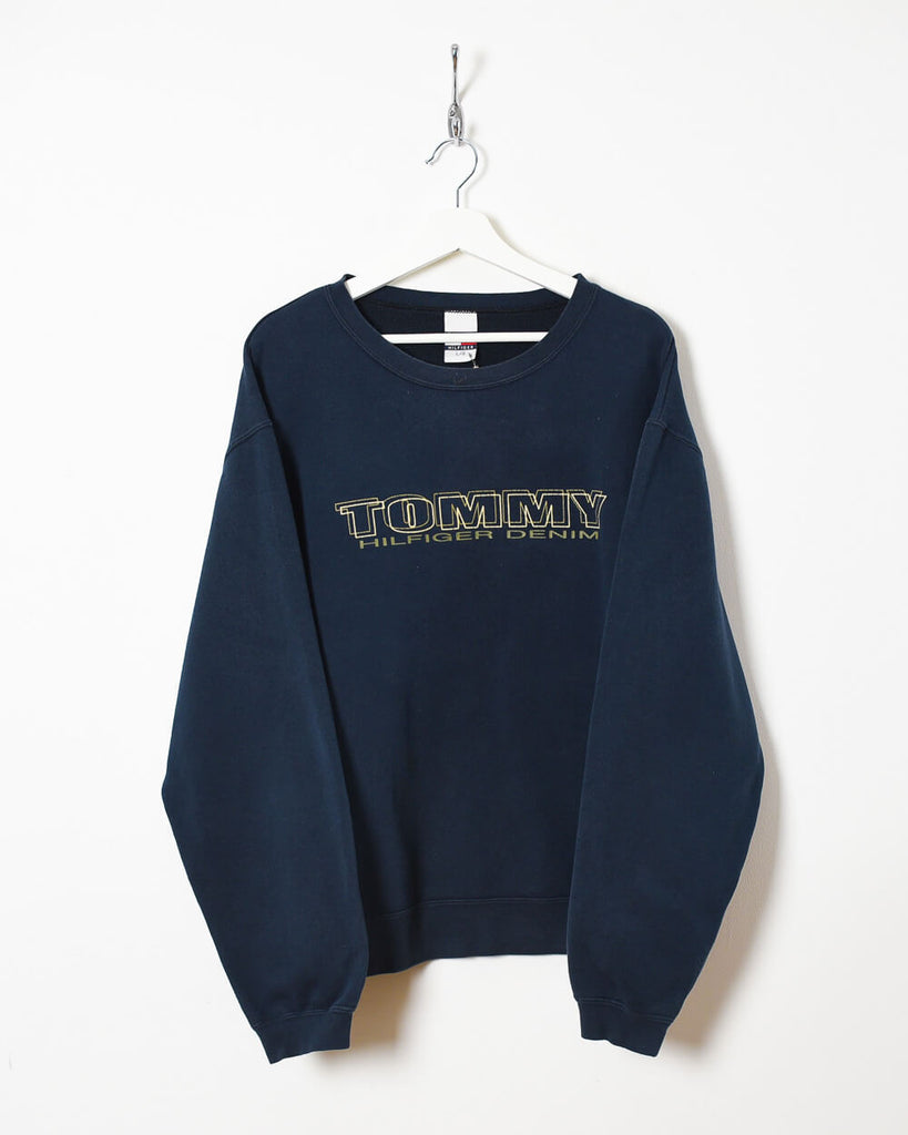 Vintage 90s Cotton Tommy Denim Sweatshirt - Large–