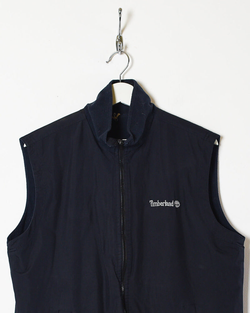 00s Polyester Plain Navy Timberland Performance Reversible Fleece Bodywarmer - Medium– Domno Vintage