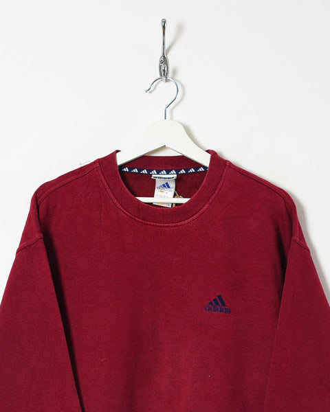 Publicidad Extremadamente importante Europa Vintage 90s Cotton Mix Plain Maroon Adidas Sweatshirt - Large– Domno Vintage