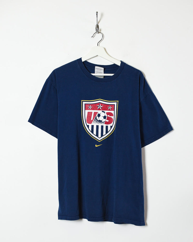 Vintage 90s Navy Nike Team USA Football T-Shirt Large Cotton– Domno Vintage