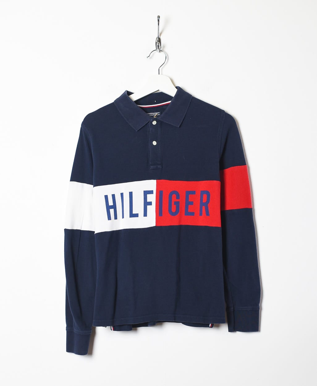 Advarsel spænding shabby Vintage 10s+ Navy Tommy Hilfiger Long Sleeved Polo Shirt - X-Small Cotton–  Domno Vintage