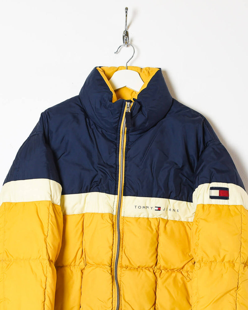 Forkert vækst yderligere Vintage 90s Nylon Colour-Block Yellow Tommy Hilfiger Puffer Jacket - Large–  Domno Vintage