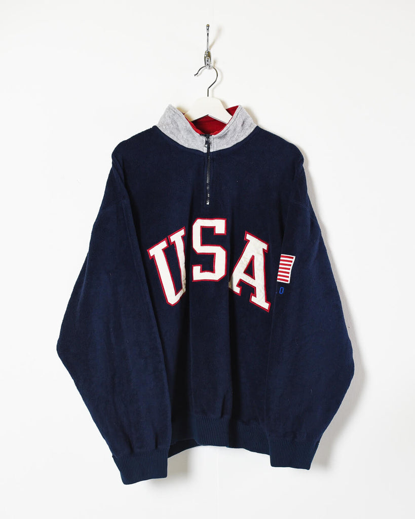 Ralph Lauren Polo Sport 1/4 Zip USA Fleece - X-Large | Domno Vintage