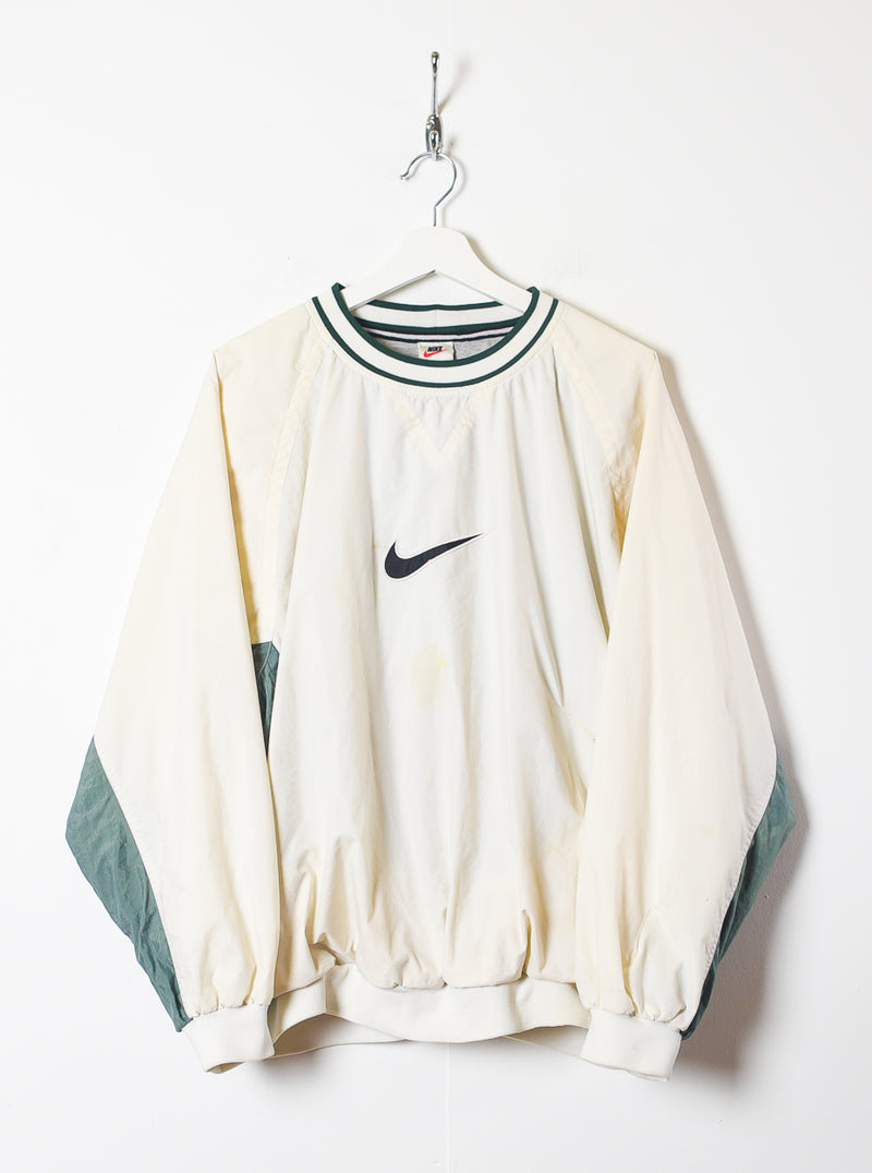 Vintage 90s White Nike Pullover Jacket - Polyester / Cotton mix– Domno Vintage