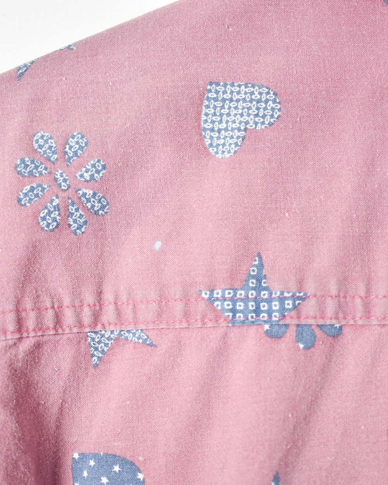 Vintage 00s Pink Hearts And Stars All-Over Print Short Sleeved