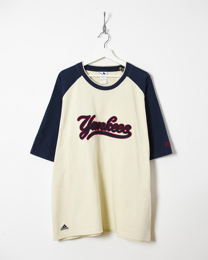 Twee graden Eentonig kussen Vintage 90s Cotton Colour-Block Neutral Adidas Yankees Baseball T-Shirt -  XX-Large– Domno Vintage