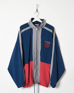 Vintage 90s Nylon Colour-Block Navy Reebok Windbreaker Jacket - XX