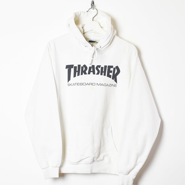 Vintage 00s White Thrasher Magazine Hoodie - Small Cotton