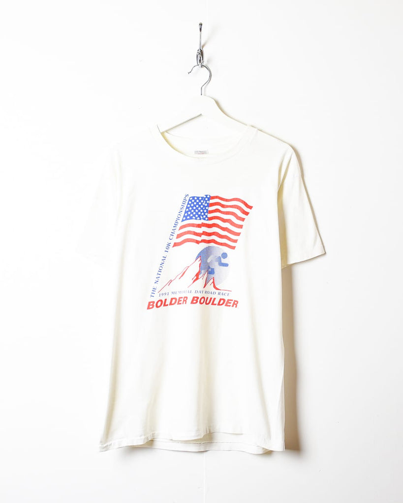 Vintage 90s White Nike 1991 National 10k Championships Bolder Boulder Single Stitch T-Shirt