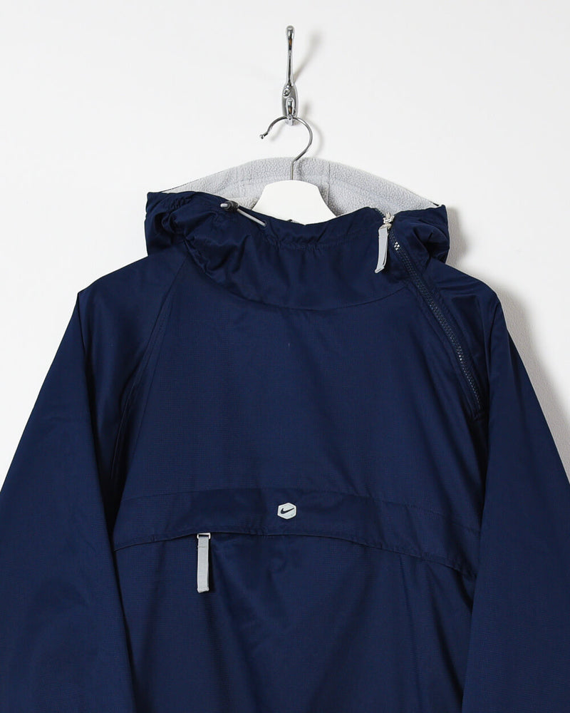 Vintage 00s Nylon Plain Navy Nike Reversible Fleece Winter Coat