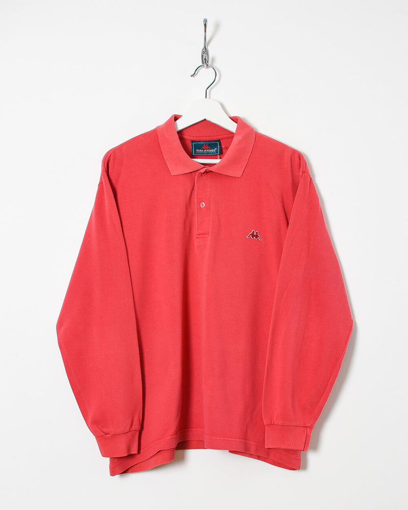 Forbandet højttaler Skelne Vintage 00s Cotton Plain Red Robe di Kappa Long Sleeved Polo Shirt -  Medium– Domno Vintage